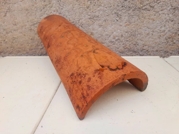 Telha Paulistinha Capa e Canal de Barro Antiga 38 x 16 cm